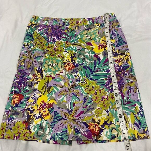 ECCOCI tropical floral skirt exposed zipper back slit size 2 - Picture 4 of 7